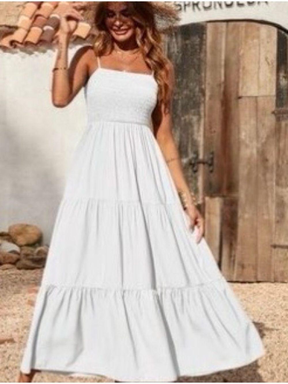 White Gauze Tiered Maxi Dress | Boho Cottagecore Sundress | Beach Vacation